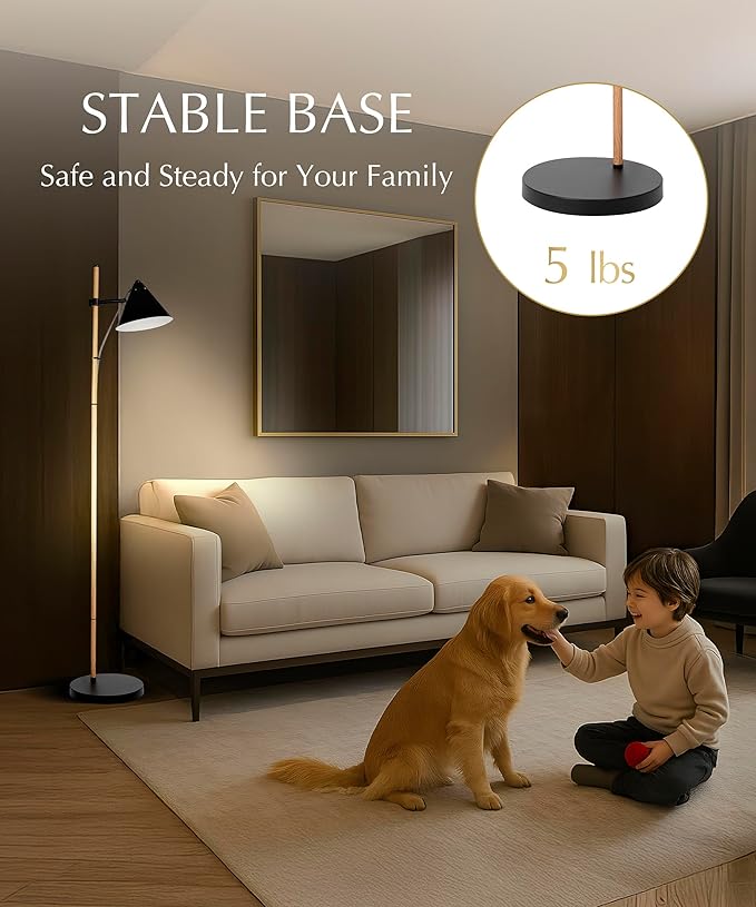 HarvestLand Noah Black Standing Lamp – Adjustable Floor Reading Lamps Over Chair - Image 4