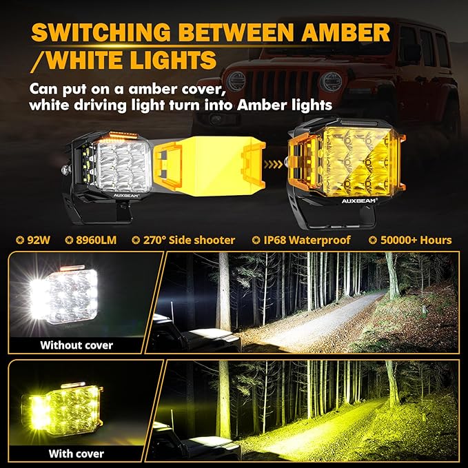Auxbeam 5" 168W LED Cube Pods Offroad Driving Light - Image 6