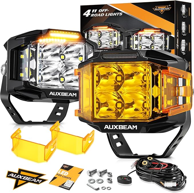 Auxbeam 4 Inch LED Pod Light, 92W V-MAX Series Square Offroad Driving by Auxbeam