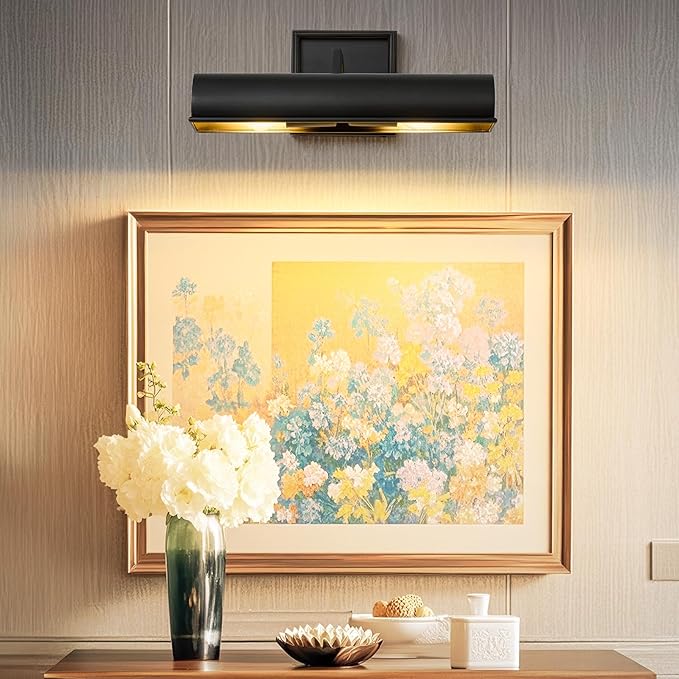Black Dimmable Art Picture Light: 12" Brass Hardwired Display Wall Lights - Image 2