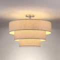 Doraimi Lighting 3 Tier Milky Apricot Linen Drum Fabric Semi Flush Mount Light by DoraimiLighting
