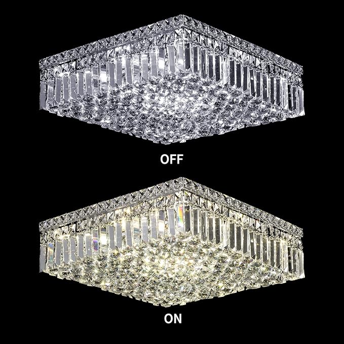 12-Lights Modern Flush Mount Ceiling Light Fixtures, Elegant Crystal Chandelier - Image 6