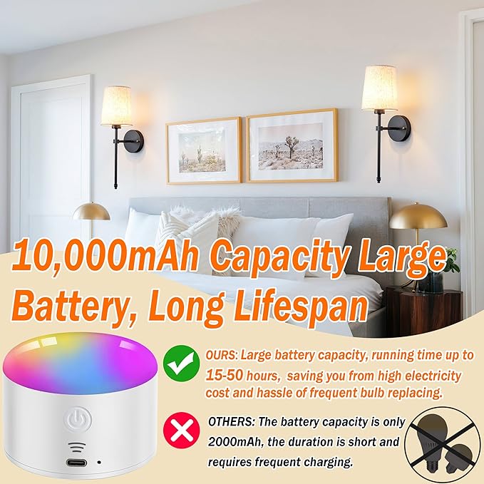 Battery Operated Wall Sconce Set Of Two - Image 4