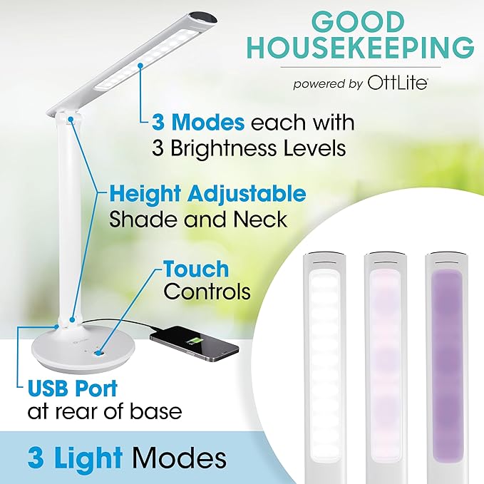 OttLite Desk Lamp with USB Charging & Good Housekeeping Sanitizing Light - Image 2