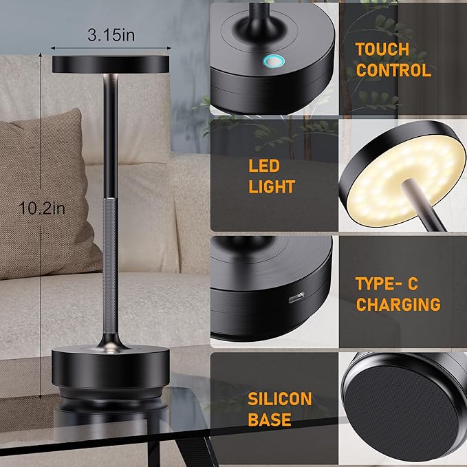 SAKRINGT 2 Pack Rechargeable Cordless Table Lamp - Image 9