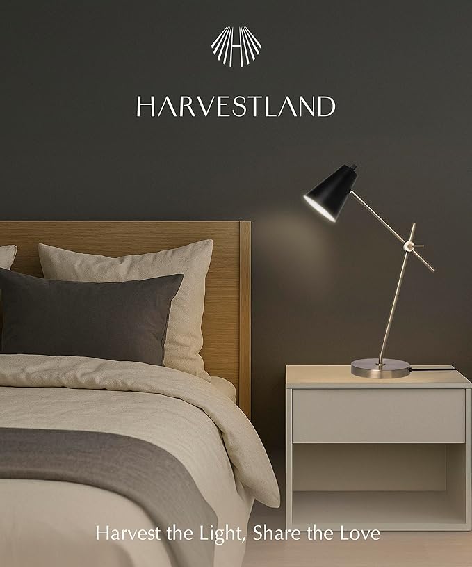 HarvestLand HaloBar Brass Desk Lamp Home Office – Black Industrial Table Lamp - Image 6