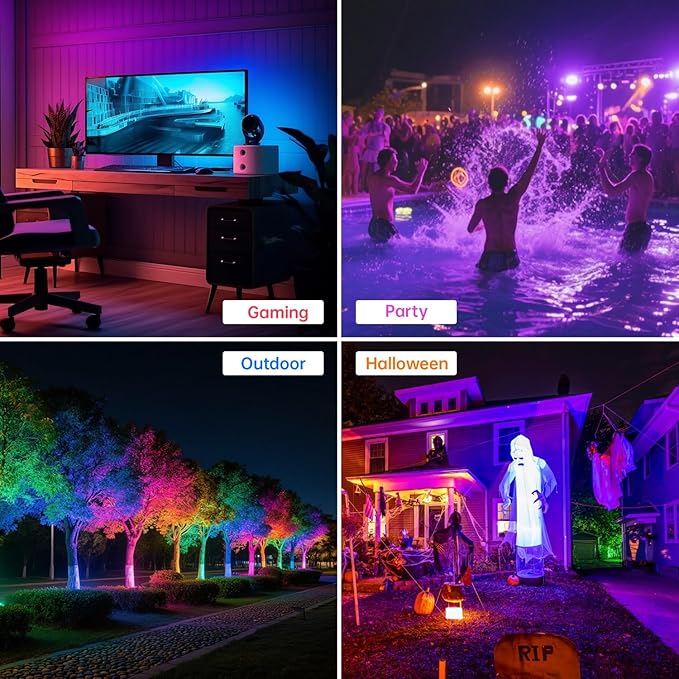 LED Flood Light Outdoor, 80W RGB Color Changing Smart Floodlights 2700K 8000LM - Image 8