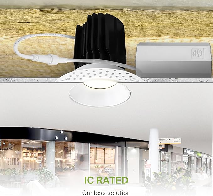 ASD Trimless 3 Inch LED Recessed Light, 15W 120V Triac Round Commercial - Image 7