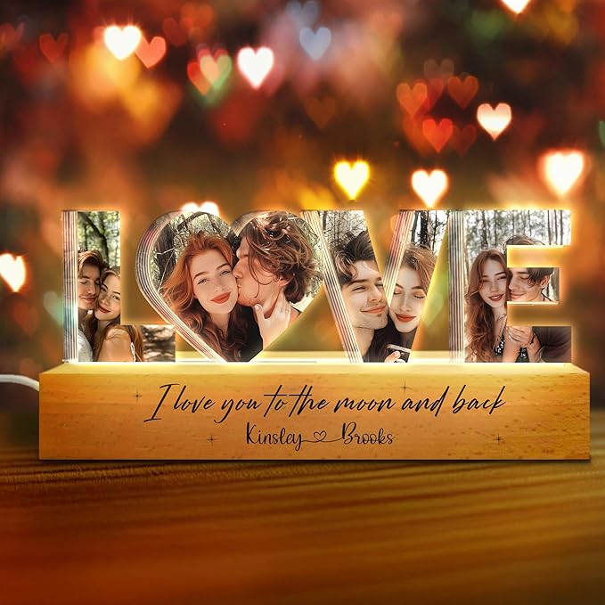 Personalized Couple Photo Collage Night Light – Custom Name, Photo & Quote - Image 2