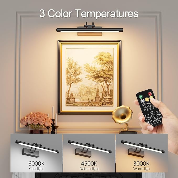 Cordless Picture Light with Remote, Battery Operated Wall Sconce - Image 2