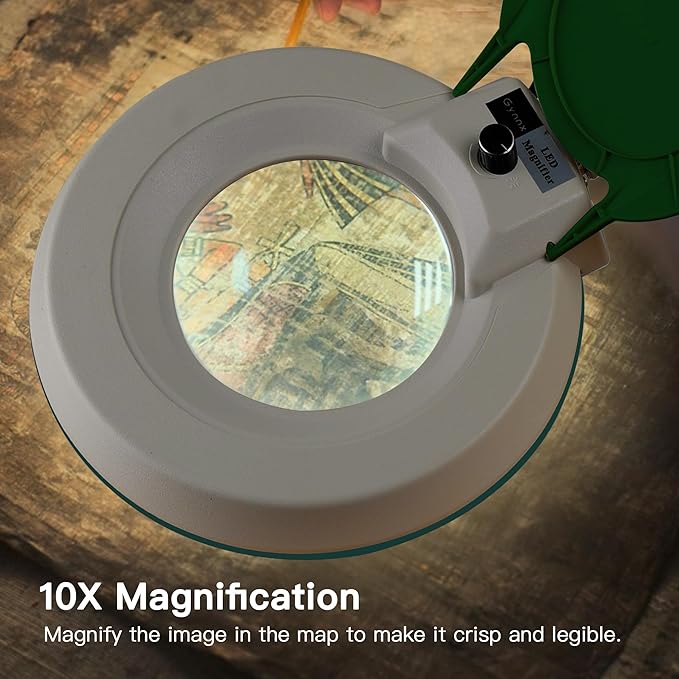 10X Magnifying Glass with Light and Stand, LED Dimmable Lighted Desk Lamp with - Image 2
