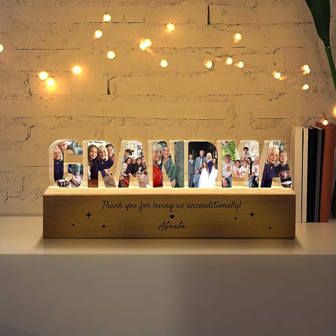Personalized Grandma Photo Collage LED Night Light, Custom Photo, Quote & Name - Image 3