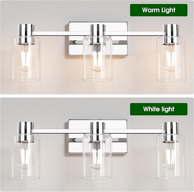 3-Light Modern Vanity Light Fixtures Over Mirror, Polished Chrome Bathroom - Image 5