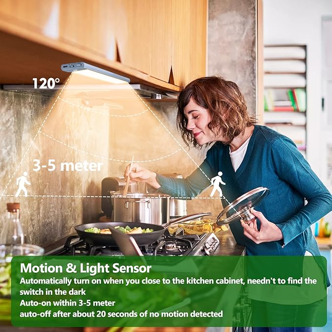 HIBOITEC Under Cabinet Lighting Motion Sensor Lights Indoor, 3 Color - Image 3