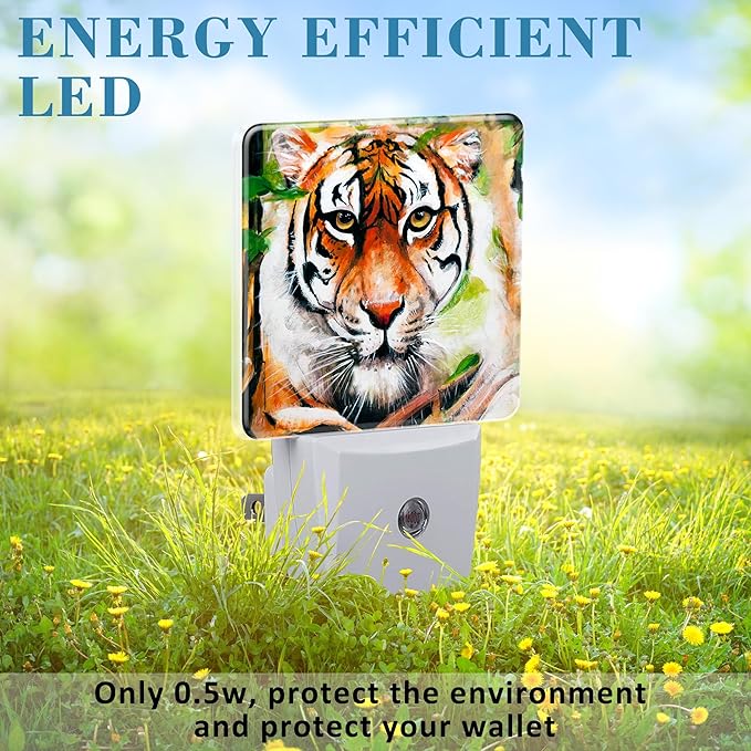 Plug in Night Lights Oil Painting Tiger in Jungle Nightlight Plug Into Wall - Image 6