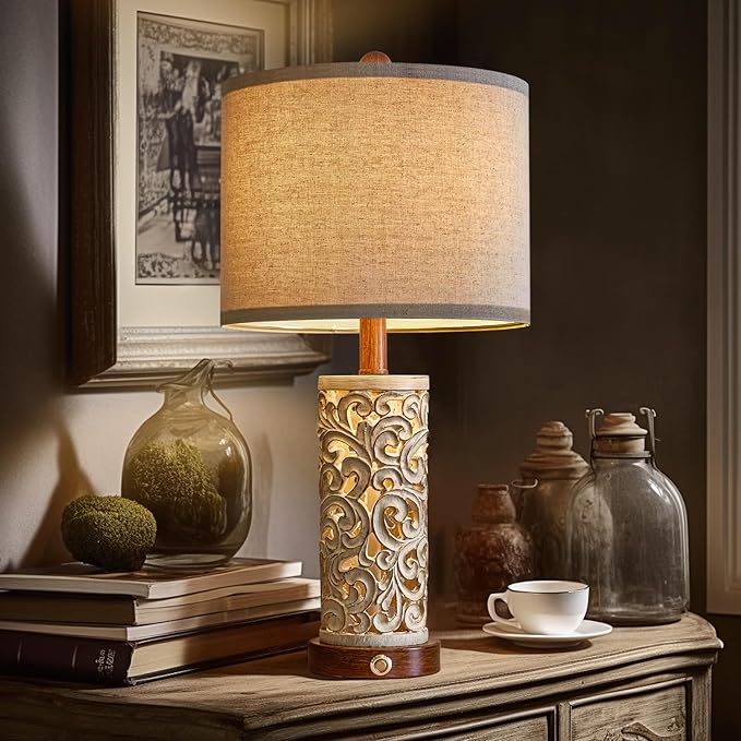 OYEARS 3-Way Dimmable 22'' USB A+C Touch Control Table Lamp - Image 5