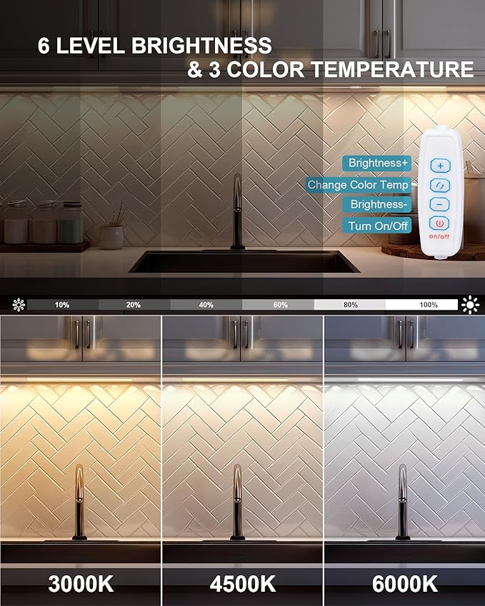 JUSJUBR Under Cabinet Lighting Plug in, Dimmable Led Under Cabinet Lights - Image 2