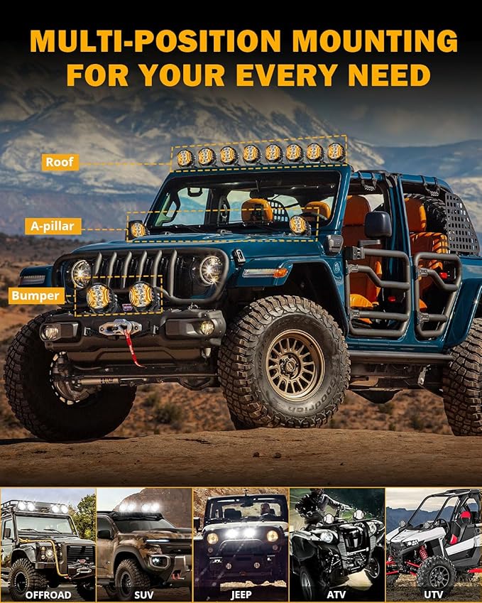 Auxbeam 5In V-Ultra Series 172W LED Light Pods, Offroad Round Driving Light - Image 7