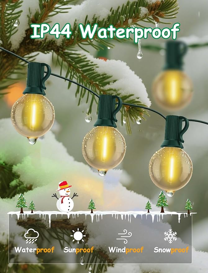 25FT LED Outdoor Christmas String Lights Waterproof, Hanging G40 Globe Patio - Image 3