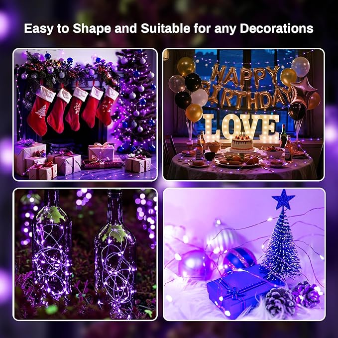 ZGWJ 100 Pack Fairy Lights Battery Operated, 7ft 20 Mini LED Fairy String - Image 6