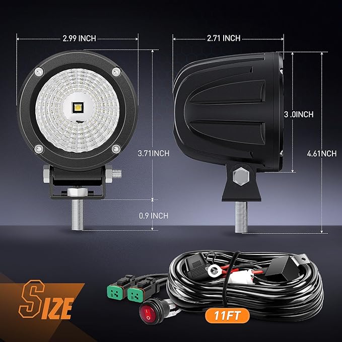 Nilight LED Light Pods 2 PCS 3" Flood Round Offroad Fog Driving Auxiliary - Image 2