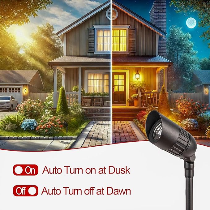 6-Pack Low Voltage LED Landscape Spotlights, 3W 200LM 3000K Warm White Outdoor - Image 5
