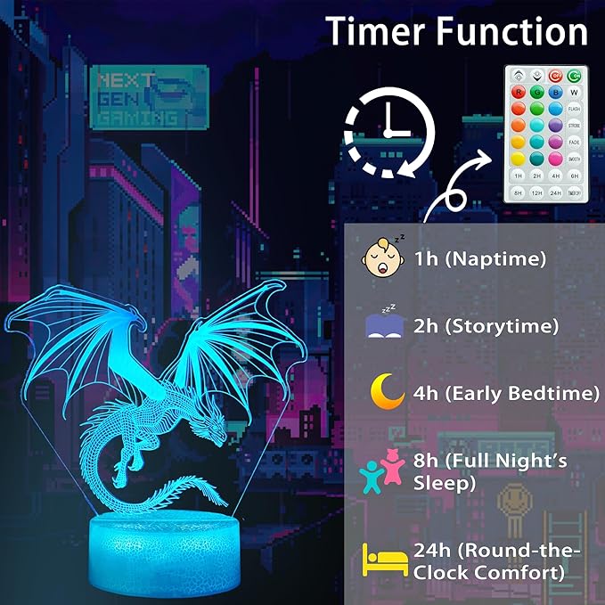 Dragon Night Light, Dragon Gifts, 3D Illusion Lamp - Image 7