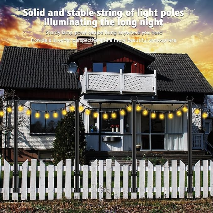 10 Pack String Light Poles, 5Ft Metal Poles - Image 4
