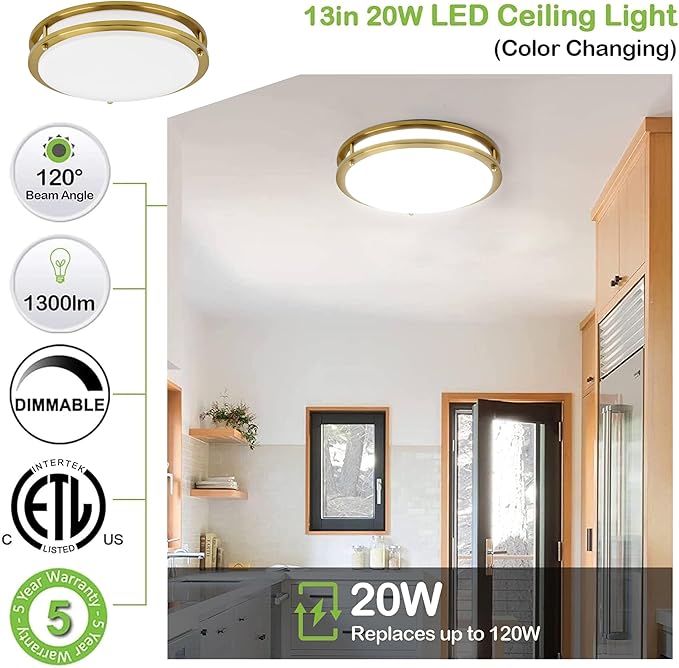 hykolity 13 inch Flush Mount LED Ceiling Light Fixture, - Image 7