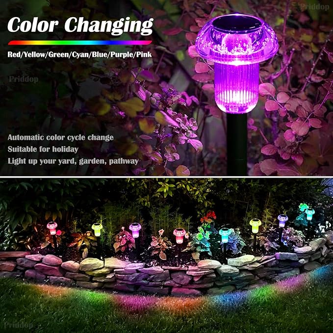 Solar Lights Outdoor Pathway Waterproof 8 Pack Color Changing LED Acrylic - Image 5
