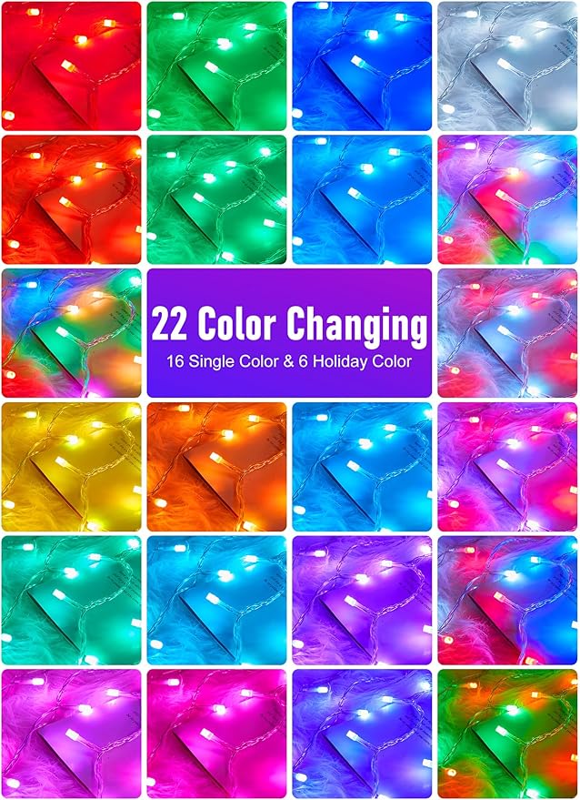 Minetom Color Changing String Lights Outdoor- 22 Colors 33FT 100 LED Fairy - Image 2