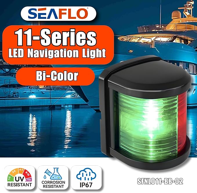 SEAFLO 11 Series Regular Sized LED Bi-Color Red/Green Navigation Light – 12V - Image 4