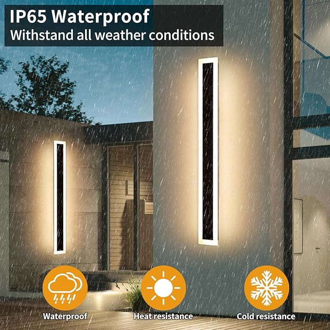 Upgrade Widened 2 Pack Long Outdoor Modern LED Wall Light, 47.2inch Large Black - Image 5