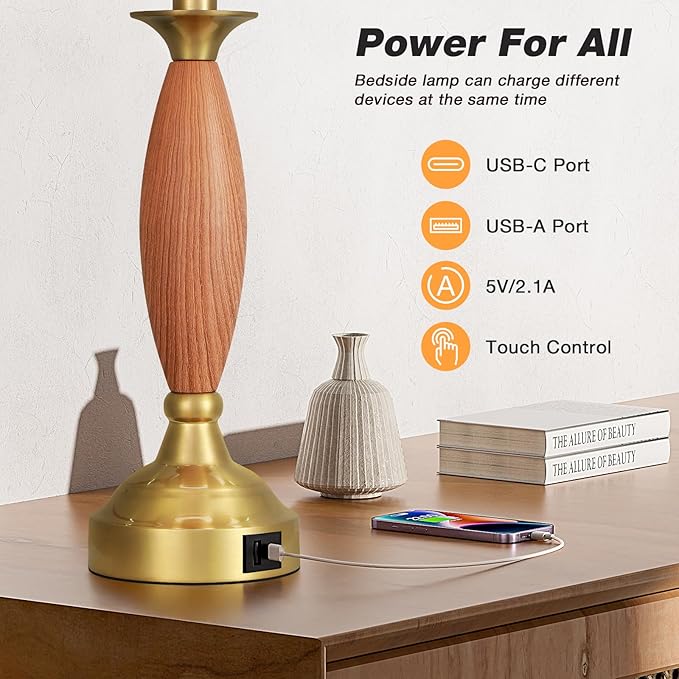Seealle Lamps for Bedrooms Set of 2 - Image 4
