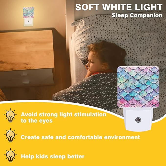 Mermaid Scales Night Light, Plug-in Nightlight - Image 3