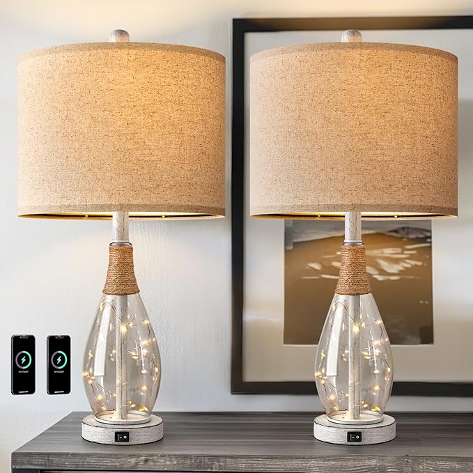 OYEARS 23" Table Lamps for Living Room Set of 2 Bedside Lamps for Night Stands - Image 8