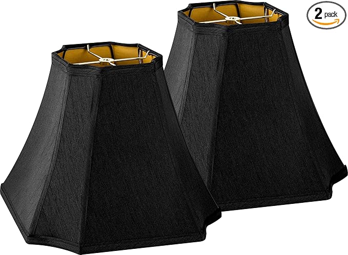 GO&S0 Set of 2 Medium Bell Lamp Shades Black, 13.2" Octagonal Lampshade by GOSO