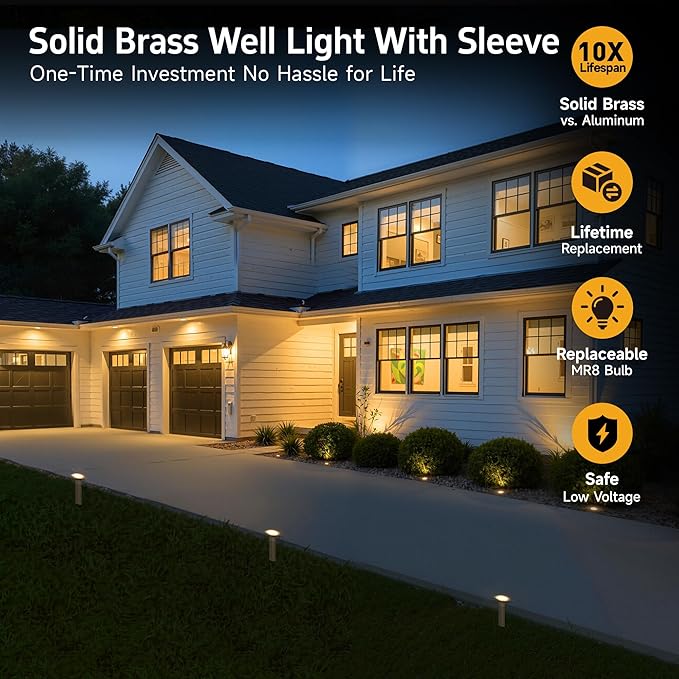 Gardenreet Brass Well Light Low Voltage, IP65 Drive-Over Flush In Ground - Image 2