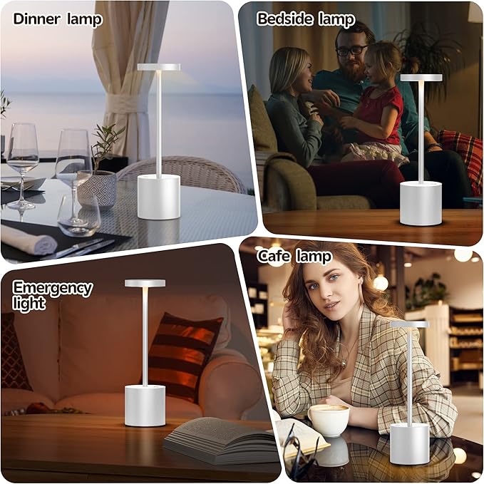 2Pack Cordless Table Lamp, Rechargeable LED Battery 5000mAh Metal USB Portable - Image 5