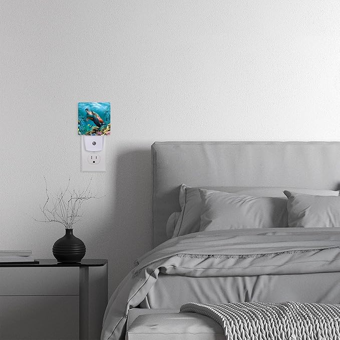 Night Light Plug into Wall, Sea Turtle Corals Fish Night Light - Image 7