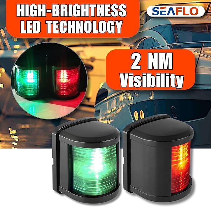 SEAFLO 11 Series Regular Sized LED Green Starboard & Red Port Navigation Light - Image 5
