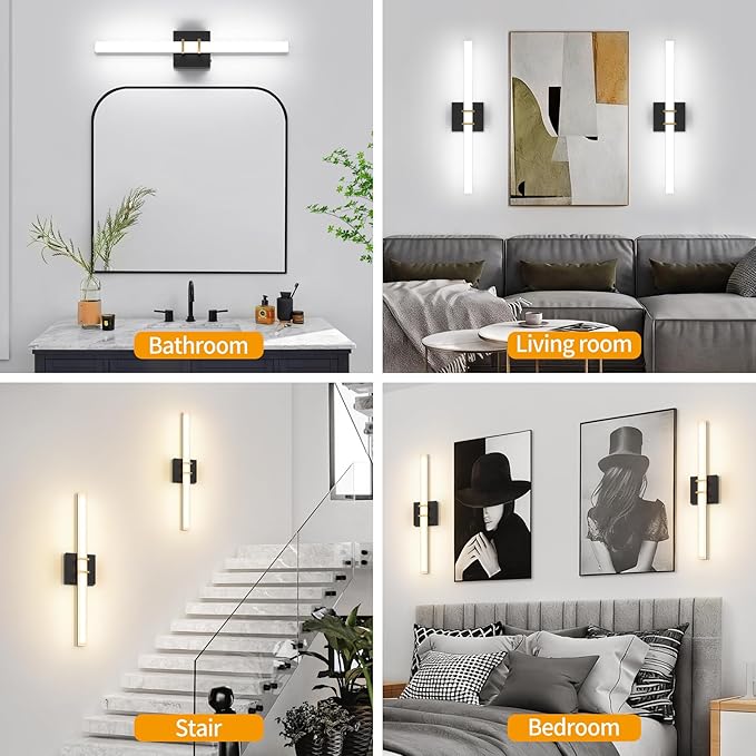 Modern Black and Brass Vanity Light Bar 24 Inch, 16W 5CCT Dimmable Bathroom - Image 6