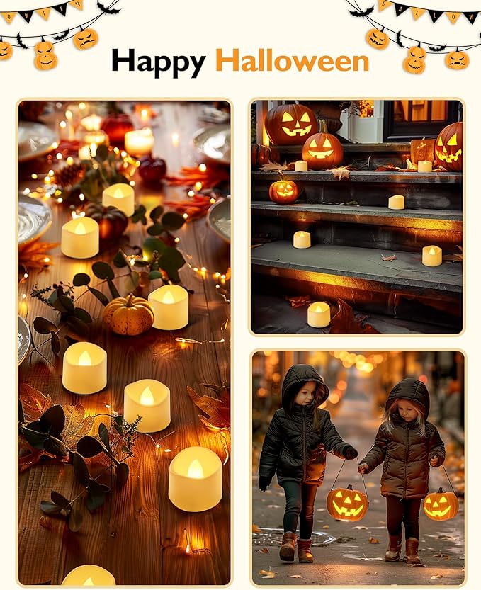 Homemory 48-Pack Novelty Flickering Flameless Tea Lights Candles, 200+Hours - Image 5