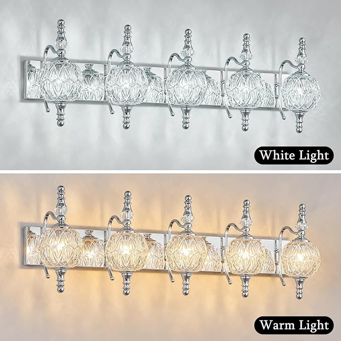 Modern Crystal Bathroom Vanity Lights Fixtures Over Mirror Chrome Vintage - Image 5