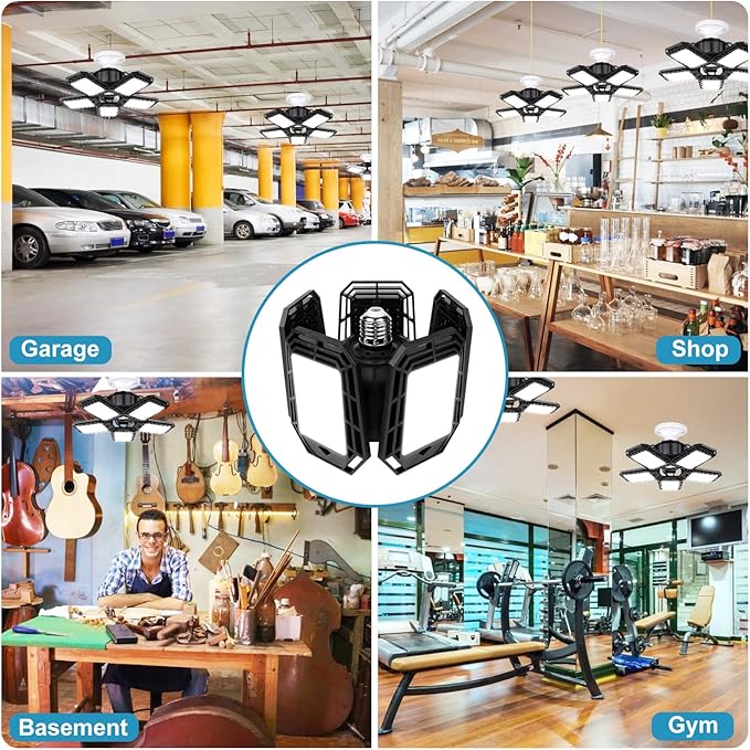 LED Garage Lights 2 Pack, Ceiling LED Shop Light 160W 16000LM 6500K Screw in - Image 6