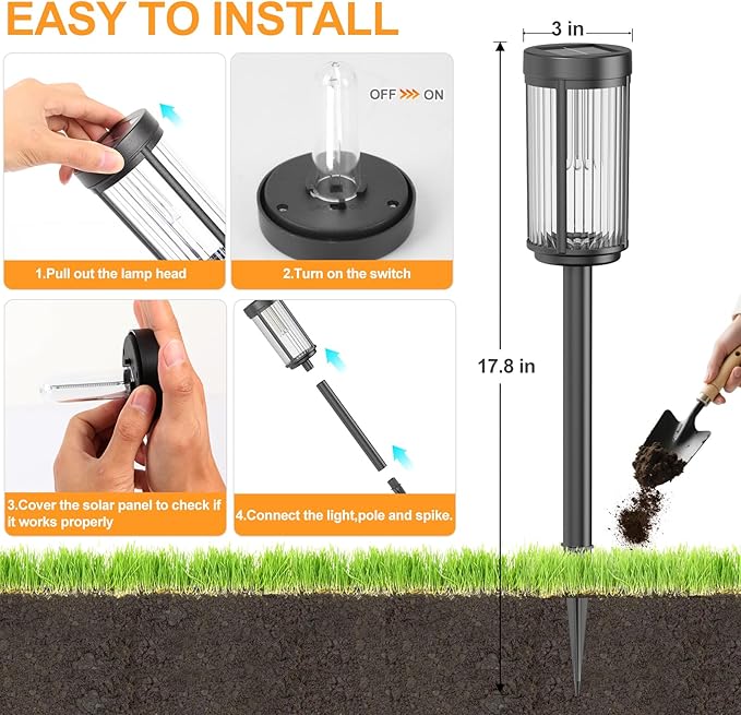 EXCMARK 12 Pack Outdoor Solar Lights Waterproof - Image 4