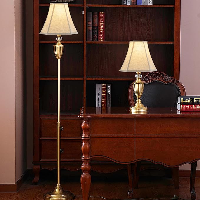 GO&SO Set of 2 Medium Lamp Shades Beige Oatmeal, Square Cut Comer Lamoshade - Image 8