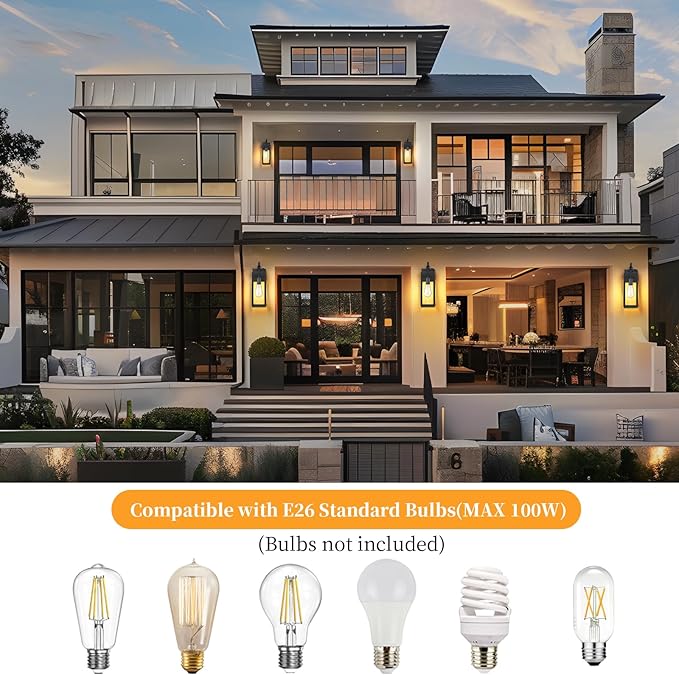 16'' Large Dusk to Dawn Outdoor Lighting 2 Packs, Modern Outdoor Lanterns - Image 6