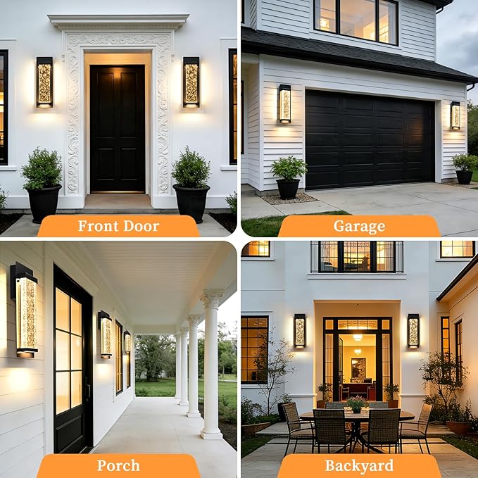 14" Bubble Glass LED Outdoor Wall Sconce Lights Exterior 2-Pack, Waterproof - Image 8