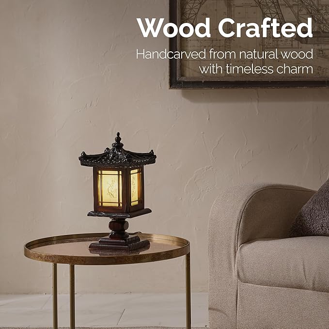 Traditional Korean Wood Lamp | Handmade Asian Oriental Table Lantern | Bedside - Image 3